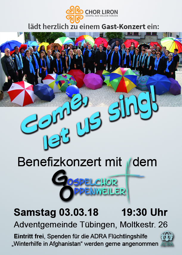 Konzert 03.03. Oppenweiler Gospelchor zu Gast bei Liron